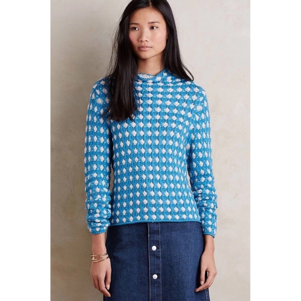 Anthropologie Sleeping on Snow Popcorn Stitch Pullover Sweater Size Medium